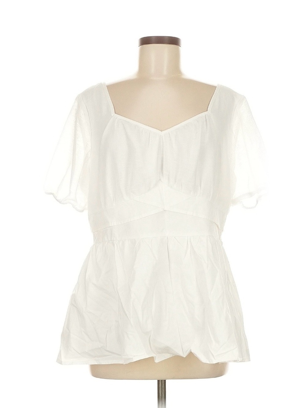 BloomChic White Square Neck Peplum Blouse